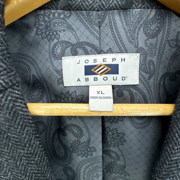 Joseph Abboud Sport Coat Mens XL Gray Herringbone Wool Blend Elbow Patch Blazer - Picture 7 of 16